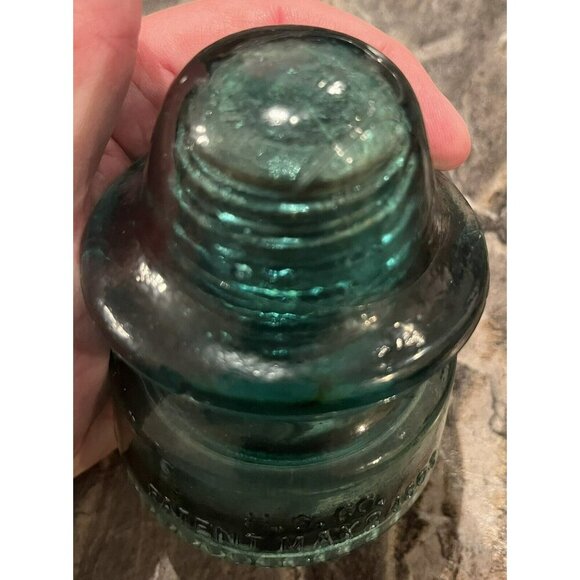 VTG Aqua Blue Glass Insulator Petticoat H.C. Co. Patent 1893 Great Color & Cond. - Picture 3 of 8